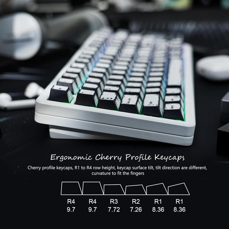 Rainy75 Retro Anime PBT Keycaps-Cherry Key Cap, Manga Japanese Theme Keycaps 60 65 75 100 Percent, 5 Side Dye Sublimation 141 Keys Set for Cherry Gateron MX Switches Keyboards, White (White) - Image 5